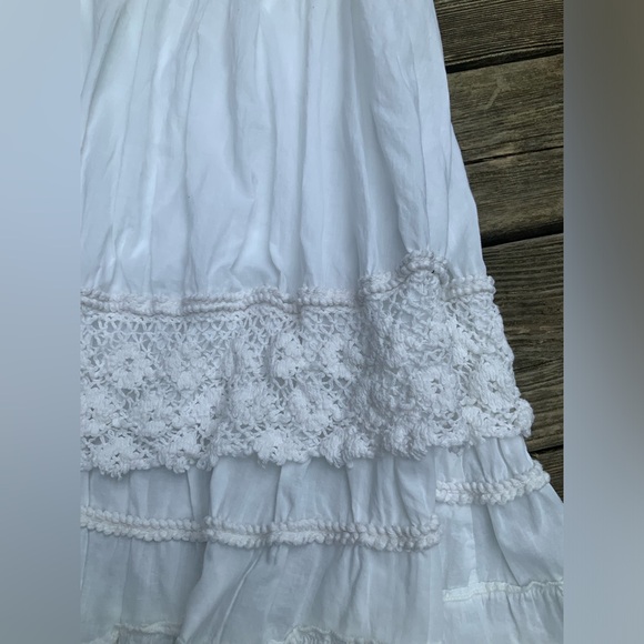 Vintage Bohemian Boho White Midi Peasant Stretchy Flowy Skirt Women’s Size Small - Picture 11 of 15